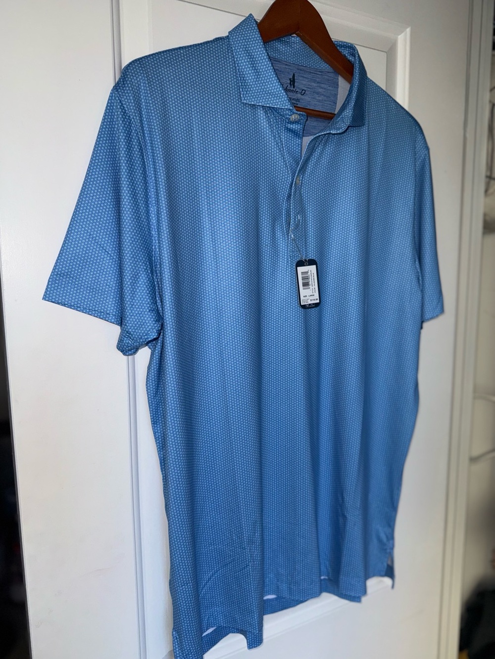 johnnie-O NWT "Marlin" Featherweight Performance Polo in Palisades Blue Microdot - Picture 5 of 8